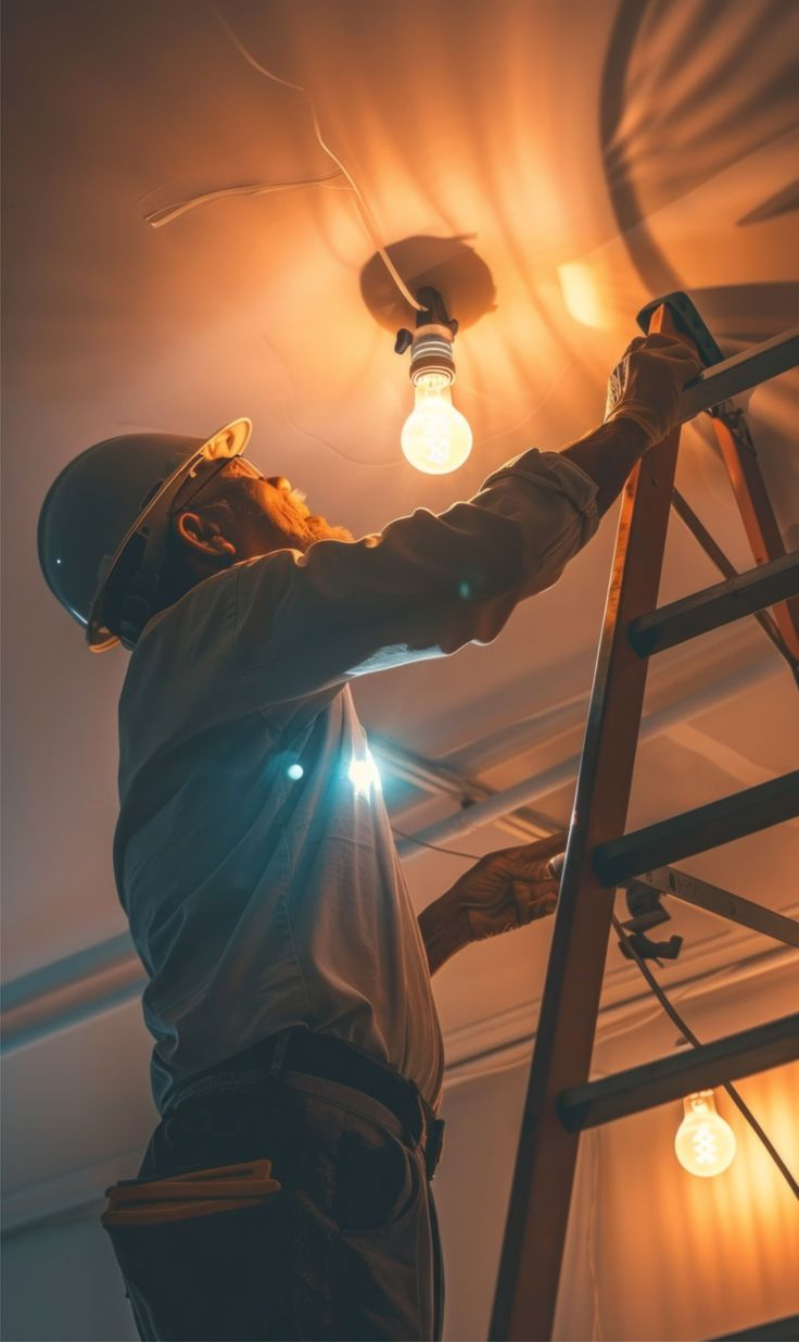 Electrician carefully completing an installation