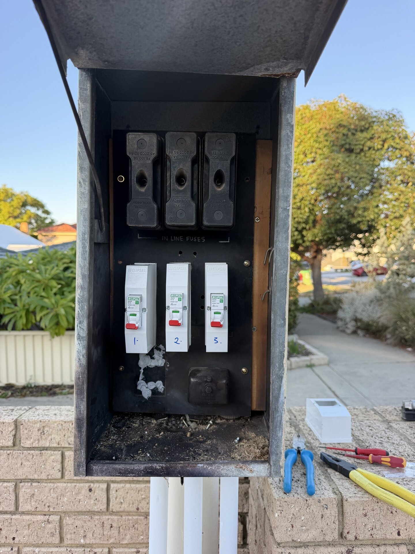 Residential switchboard work during a renovation